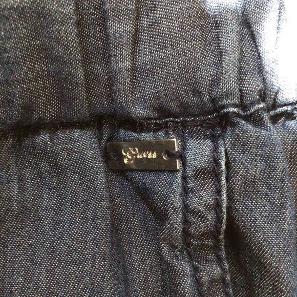 GUESS track pants lightweight blue denim pleated bottom zippers casual jeans XS - Picture 5 of 11